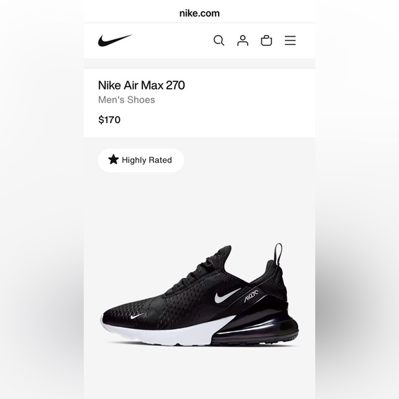 Nike Air Max 270 Black and White Men’s Sneakers Shoes US Sz. 7 EUC - Picture 1 of 12
